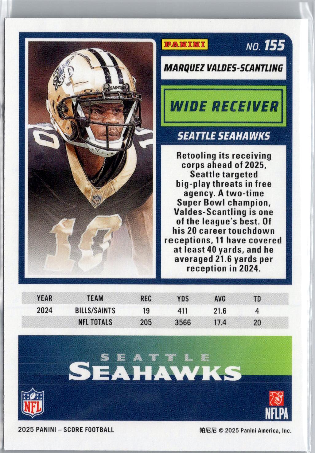 2025 Score #155 Marquez Valdes-Scantling Green