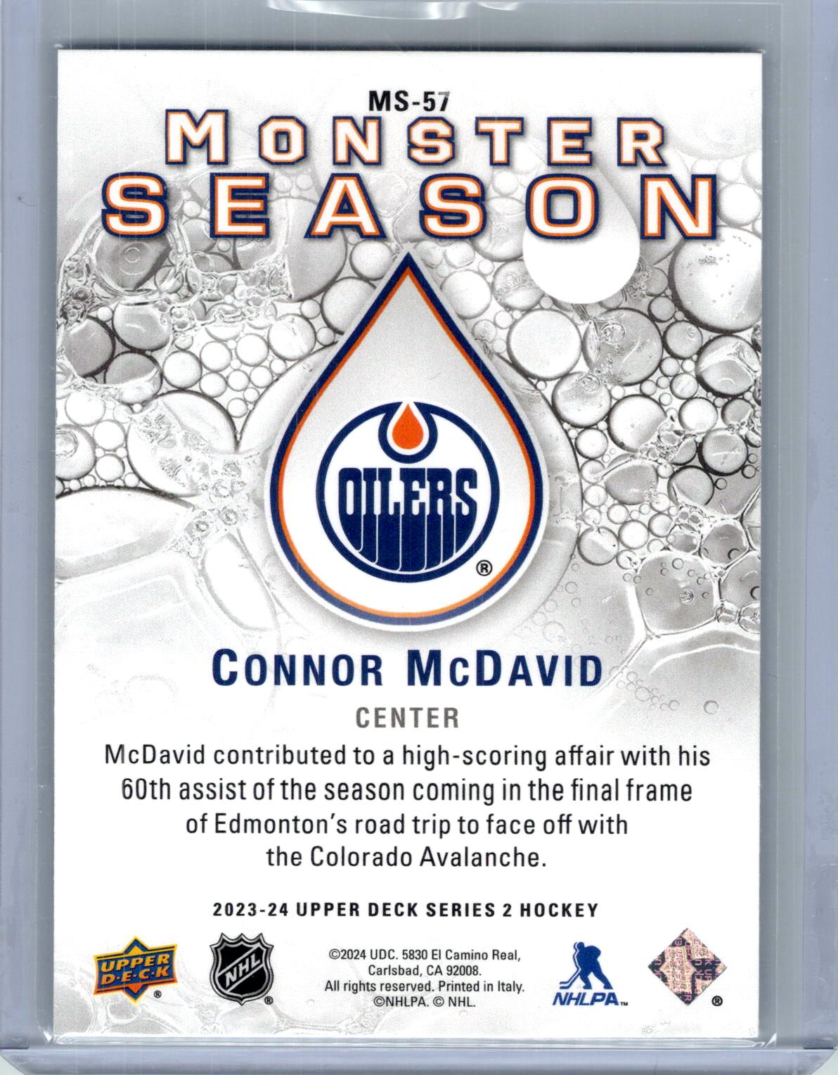 2023-24 Upper Deck #MS-57 Connor McDavid Monster Season