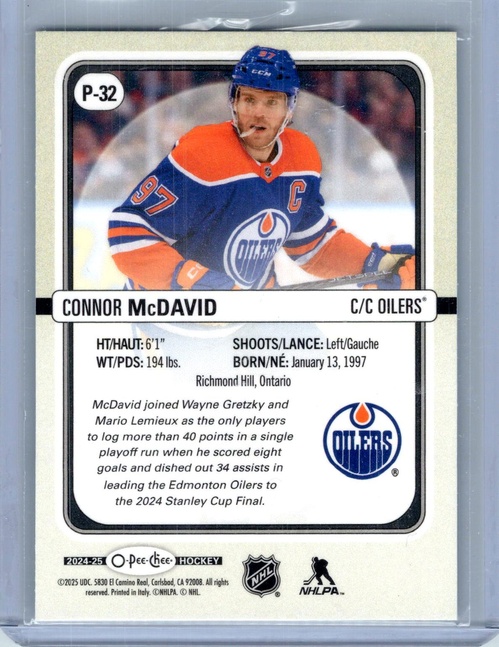 2024-25 O-Pee-Chee #P-32 Connor McDavid O-Pee-Chee Premier