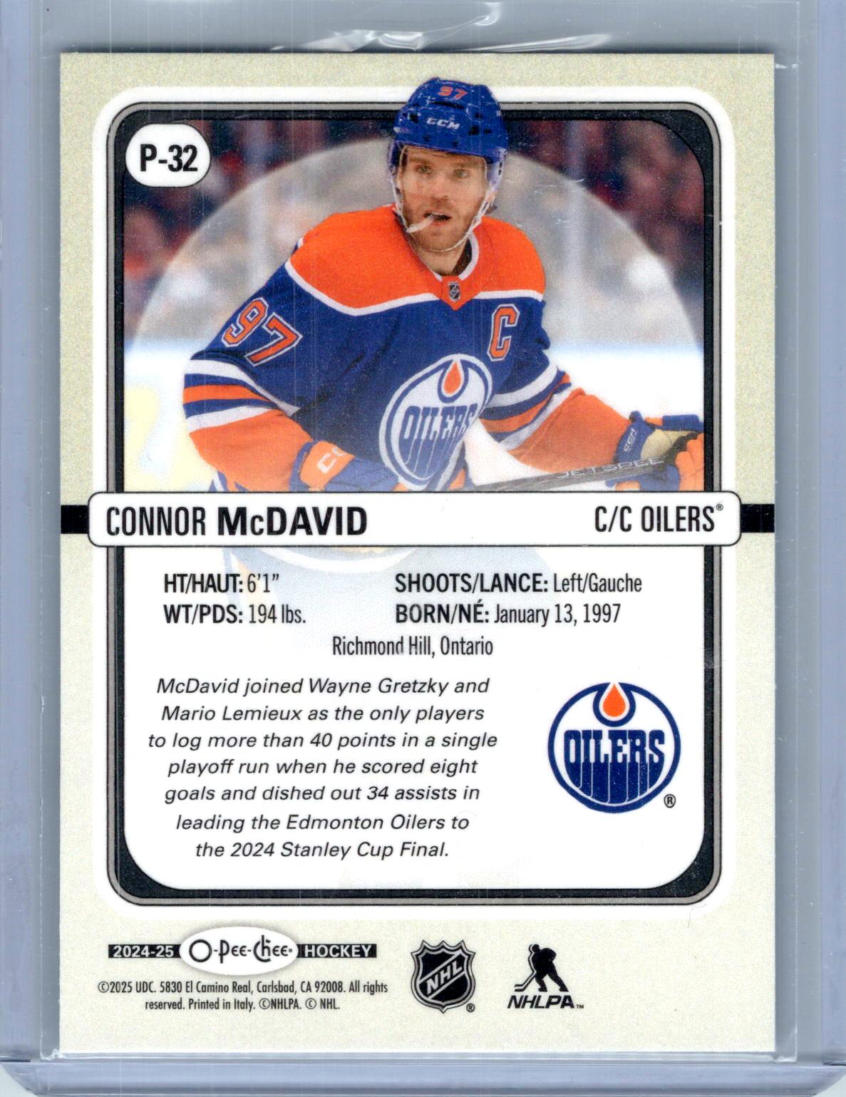 2024-25 O-Pee-Chee #P-32 Connor McDavid O-Pee-Chee Premier