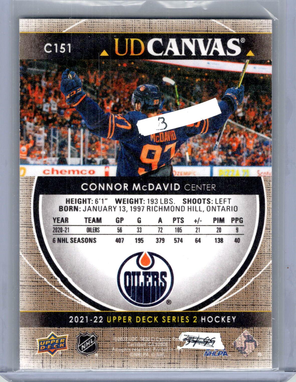 2021-22 Upper Deck #C151 Connor McDavid UD Canvas
