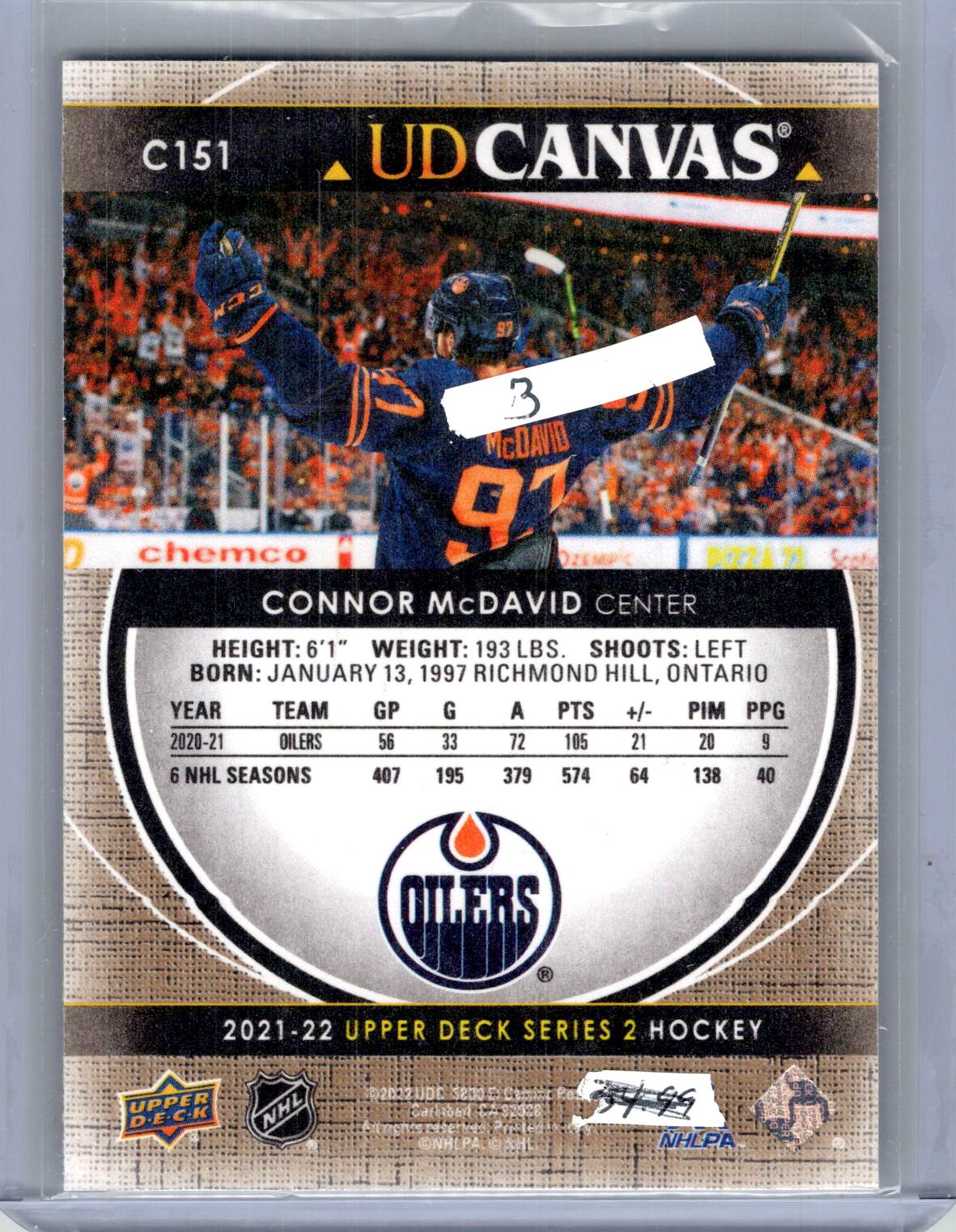 2021-22 Upper Deck #C151 Connor McDavid UD Canvas