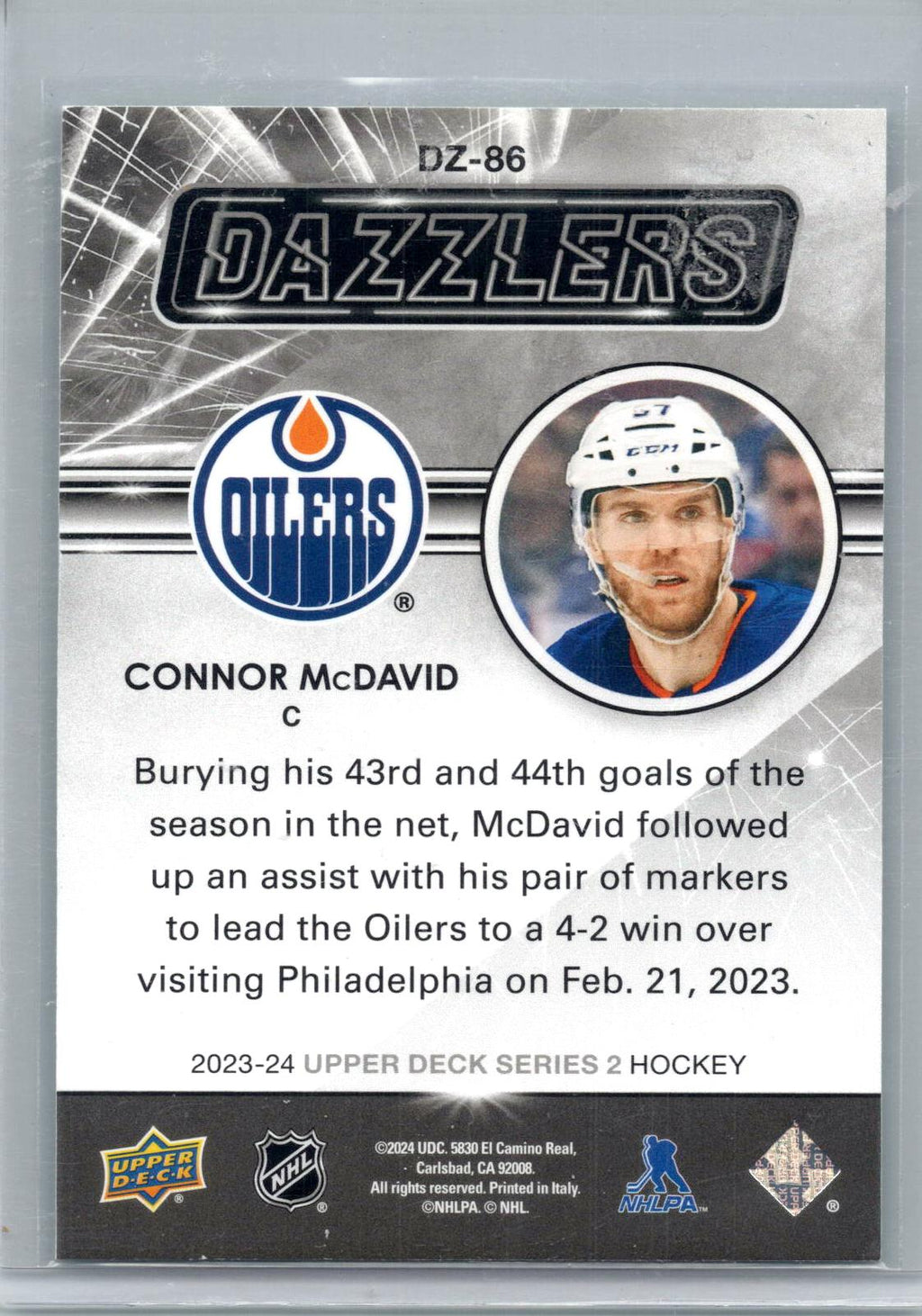 2023-24 Upper Deck #DZ-86 Connor McDavid Dazzlers Green