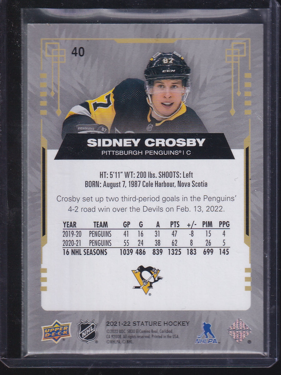2021-22 Upper Deck Stature #40 Sidney Crosby