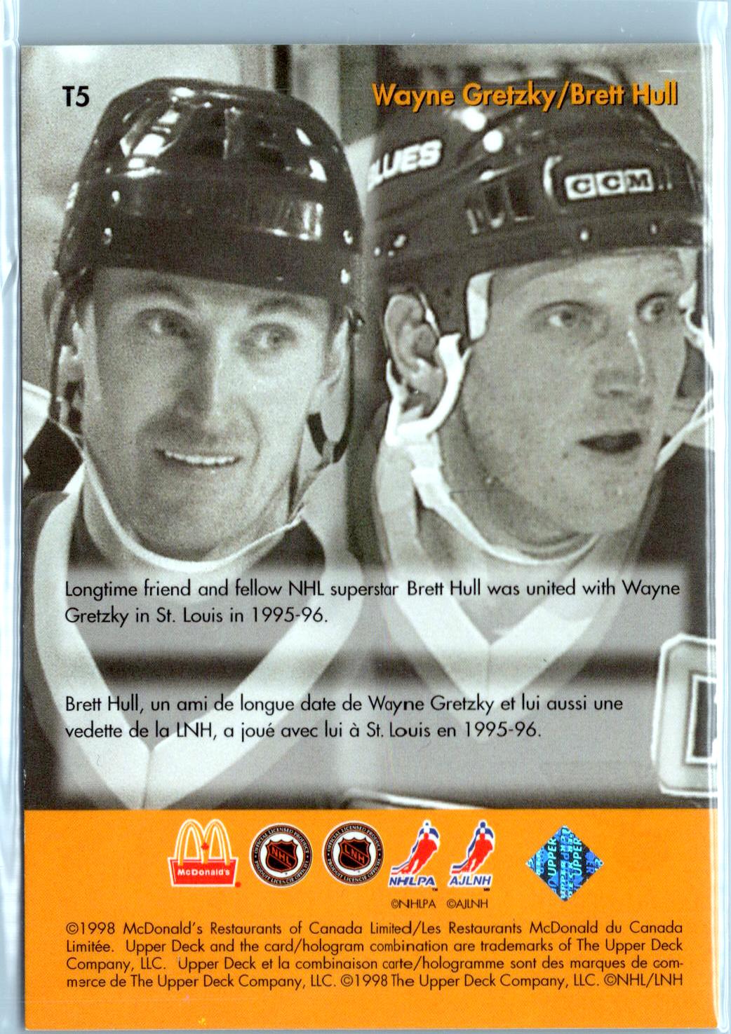 1998-99 Upper Deck Ice McDonald's #T5 Brett Hull Wayne Gretzky Teammates