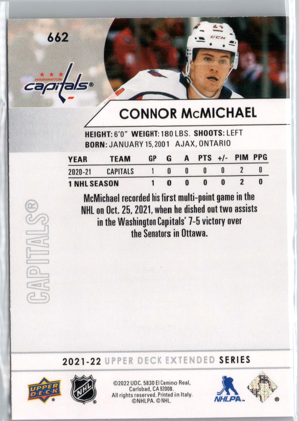 2021-22 Upper Deck #662 Connor McMichael