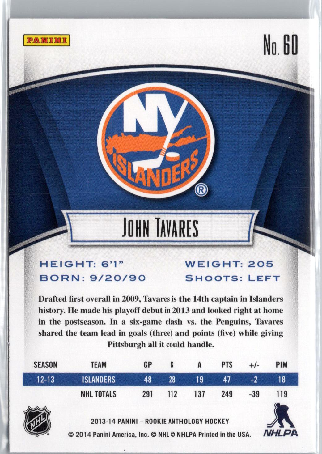 2013-14 Panini Rookie Anthology #60 John Tavares