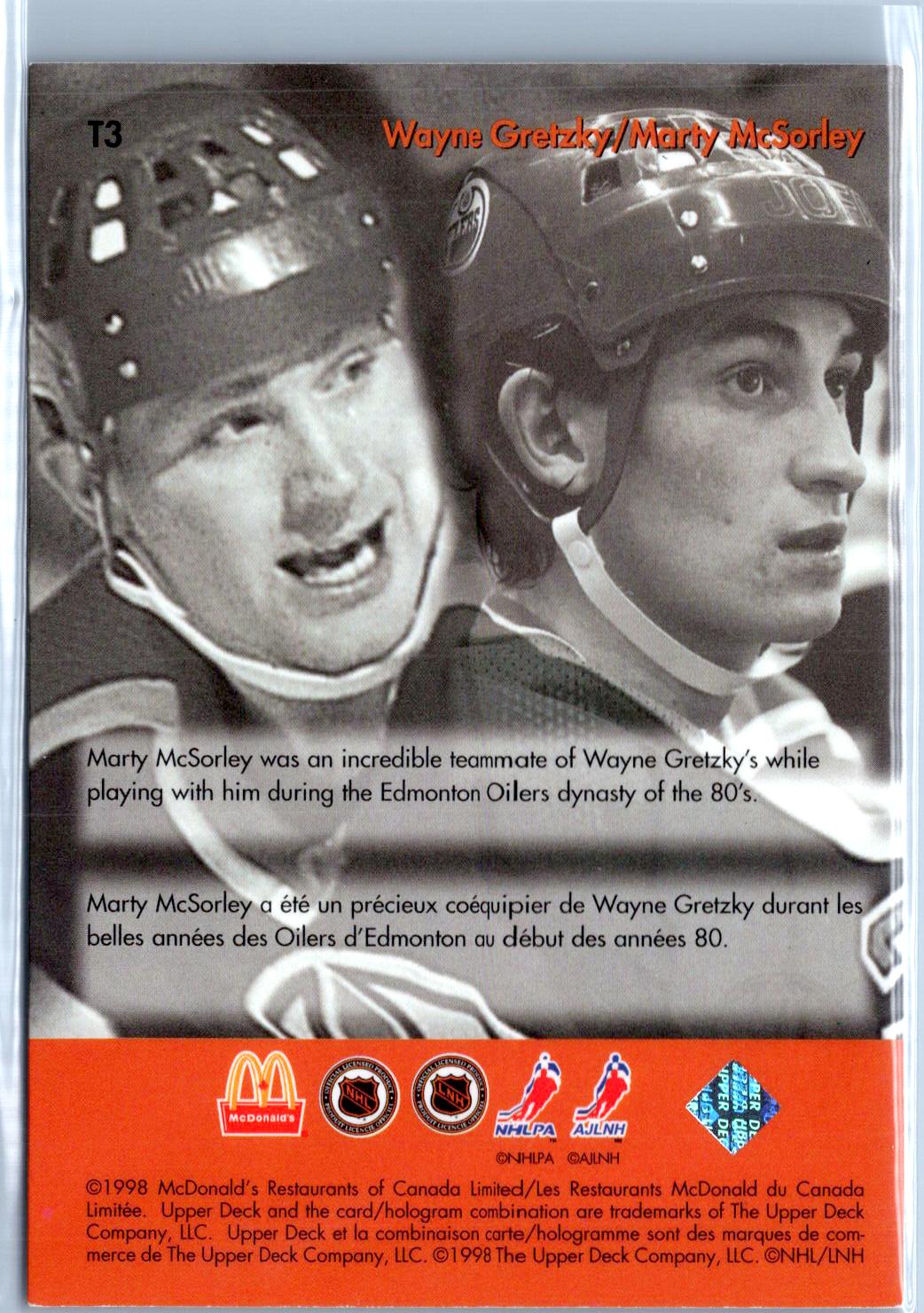1998-99 Upper Deck Ice McDonald's #T3 Marty McSorley Wayne Gretzky Teammates