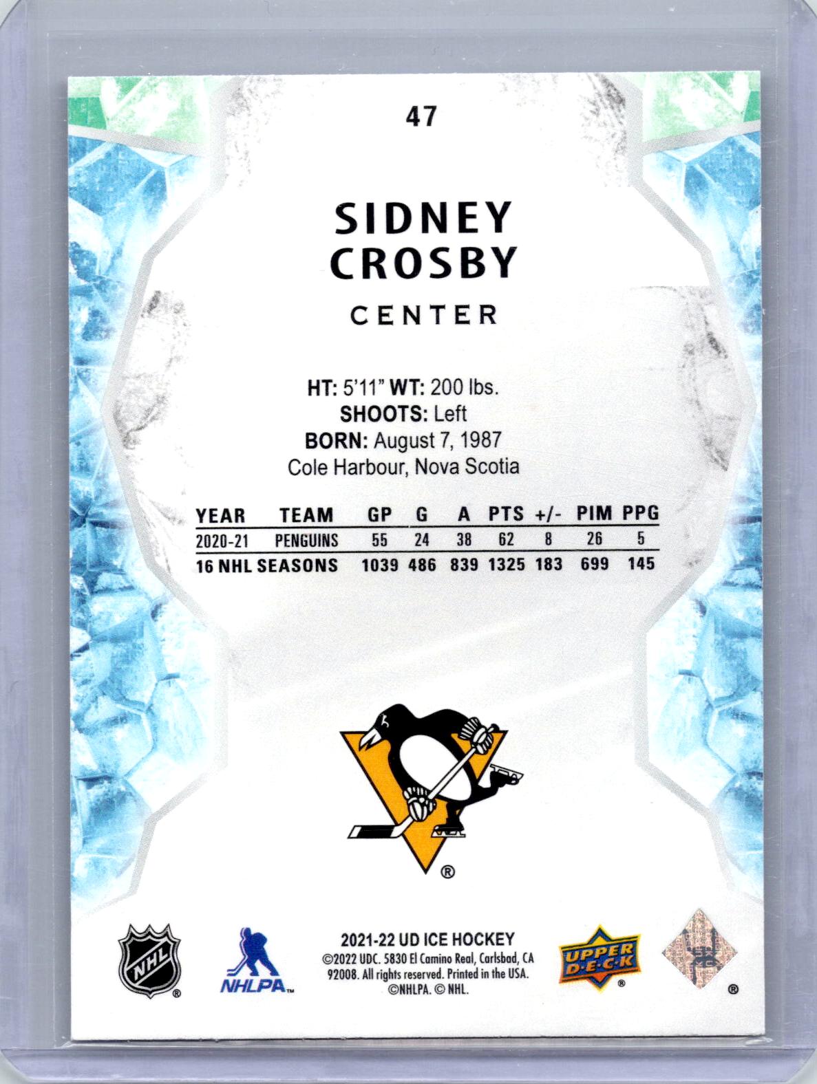 2021-22 Upper Deck Ice #47 Sidney Crosby Orange