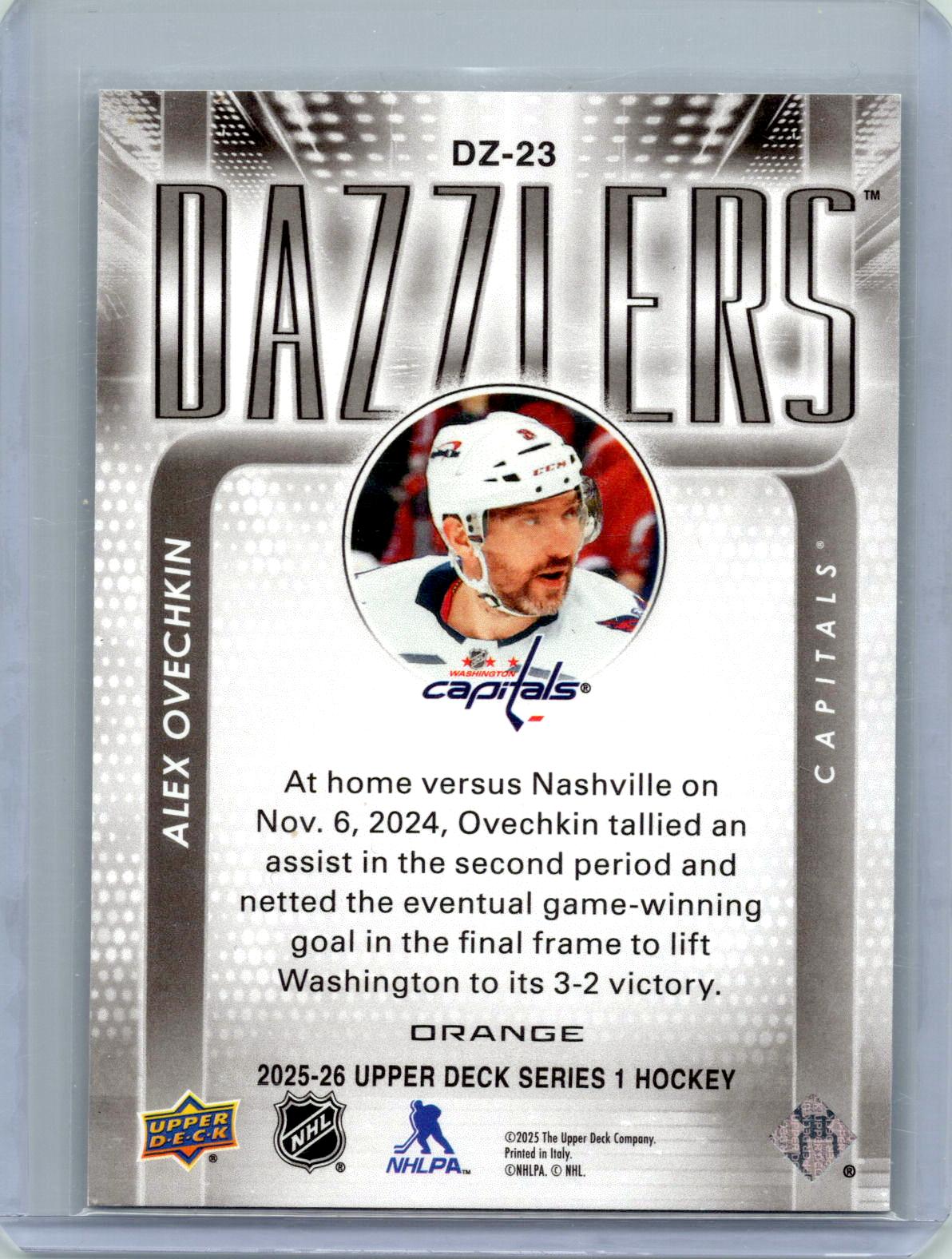 2025-26 Upper Deck #DZ-23 Alex Ovechkin Dazzlers Orange