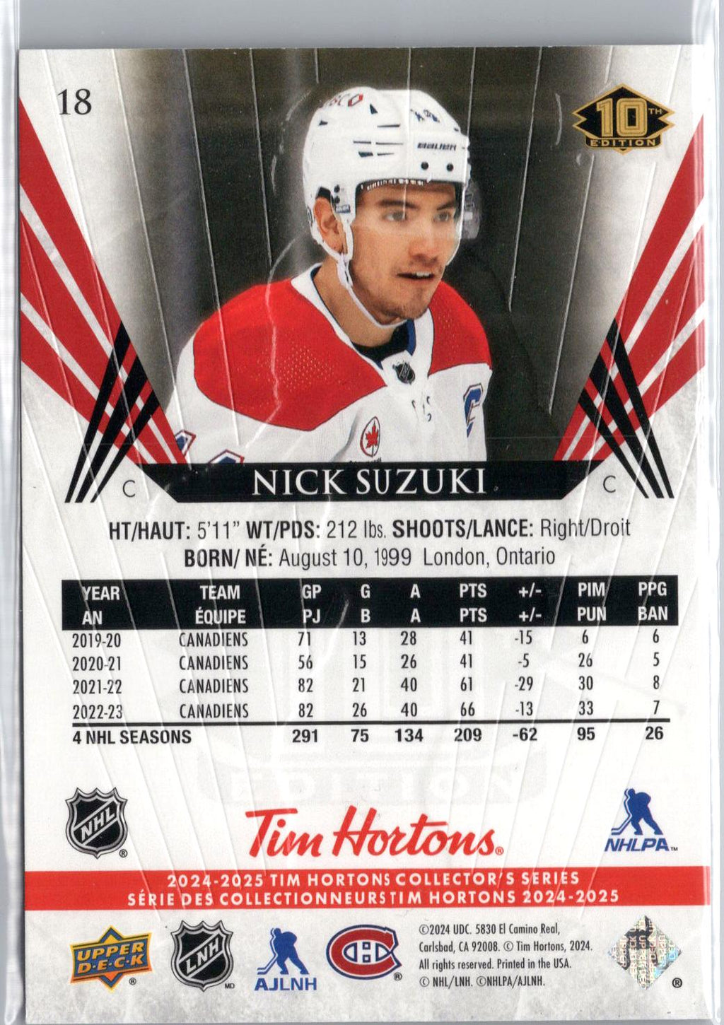 2024-25 Upper Deck Tim Hortons #18 Nick Suzuki