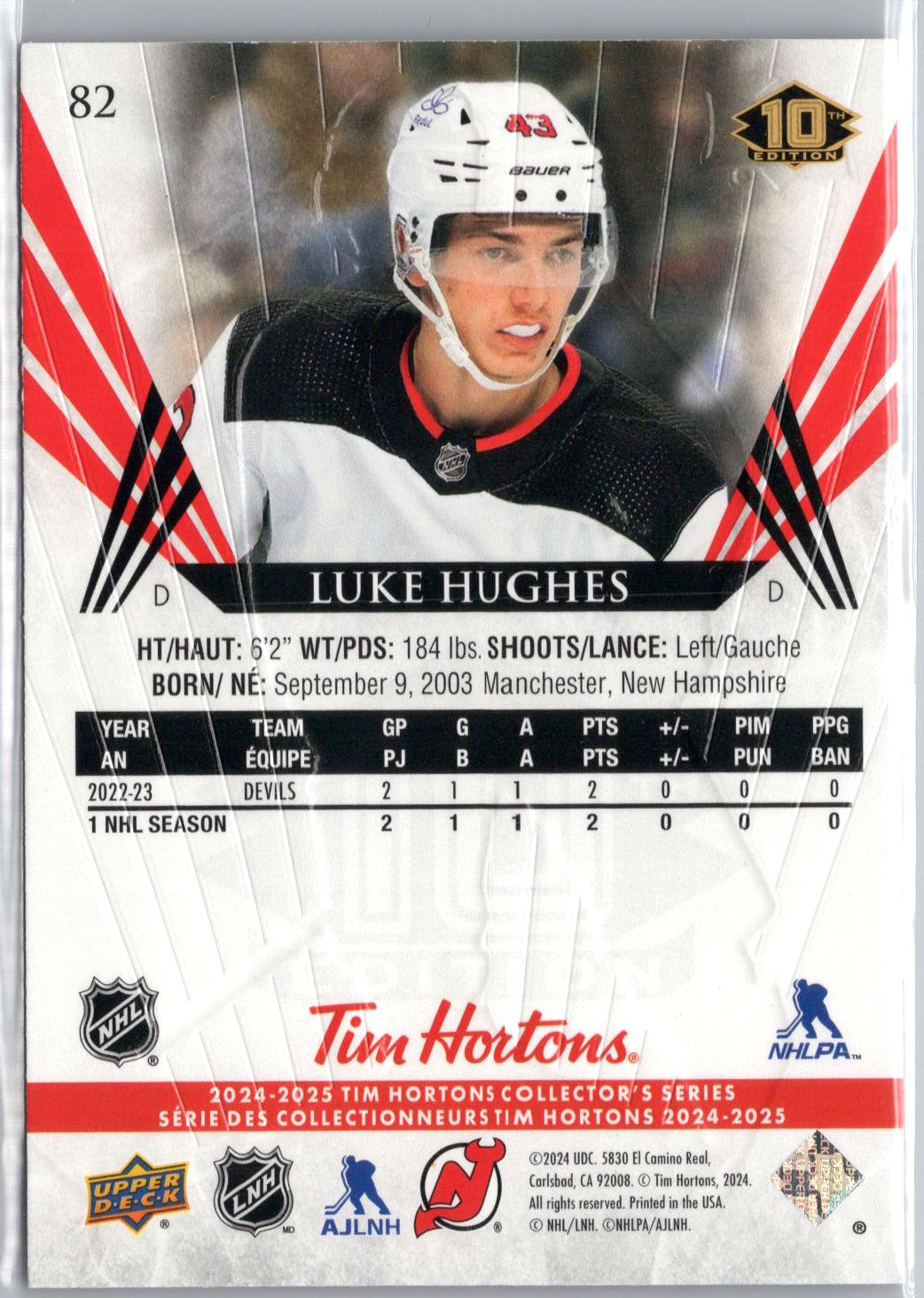 2024-25 Upper Deck Tim Hortons #82 Luke Hughes