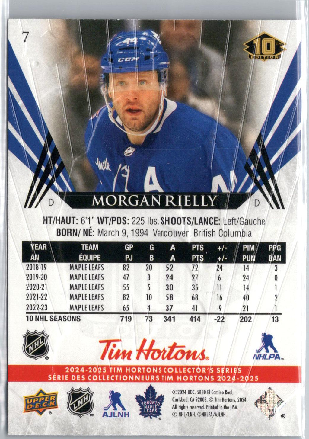 2024-25 Upper Deck Tim Hortons #7 Morgan Rielly