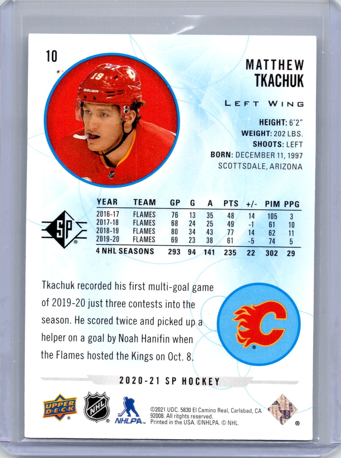 2020-21 SP #10 Matthew Tkachuk Blue