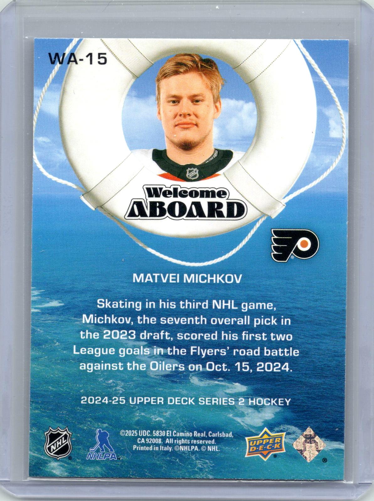 2024-25 Upper Deck #WA-15 Matvei Michkov Welcome Aboard Speckled