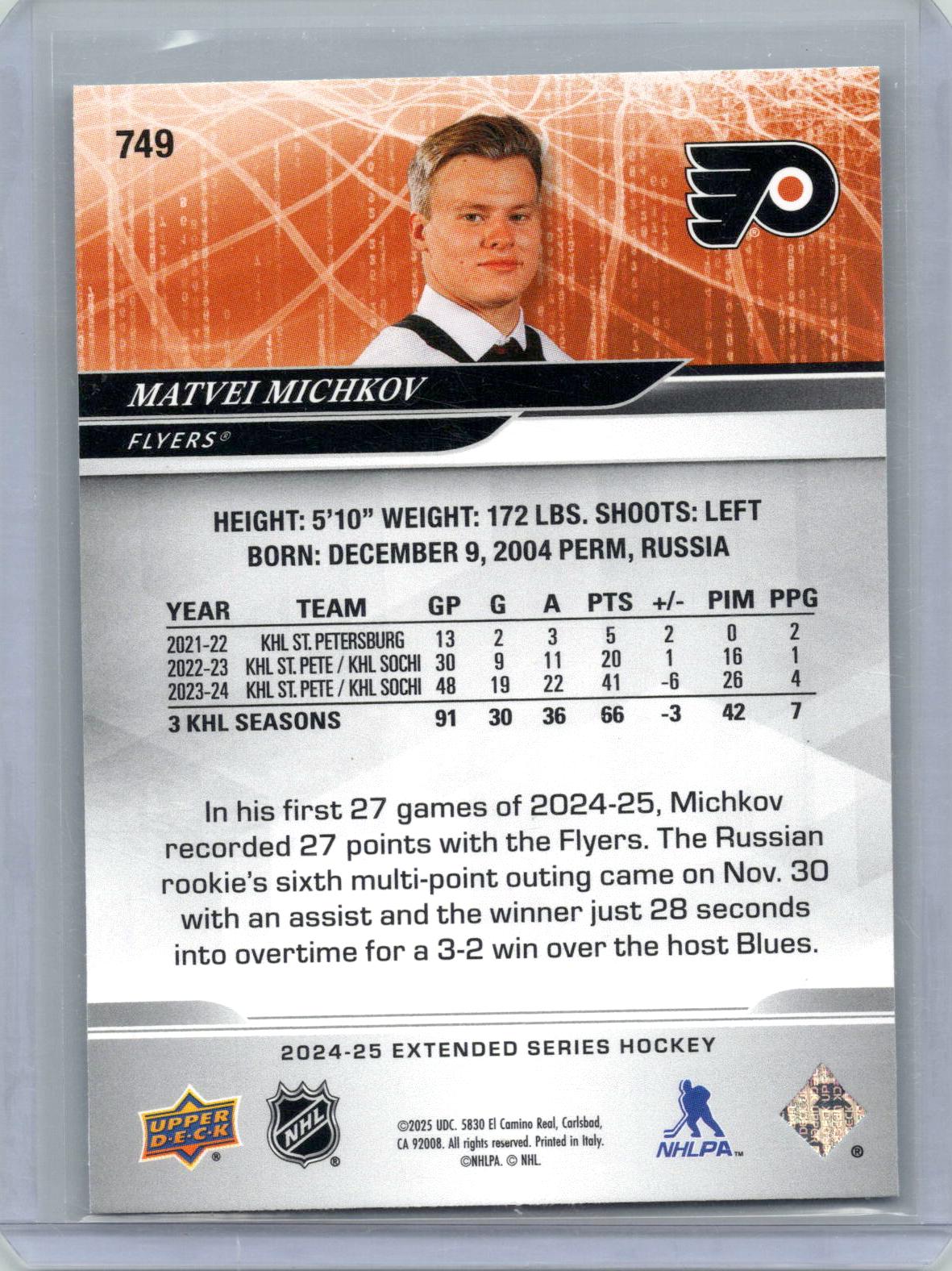 2024-25 Upper Deck #749 Matvei Michkov